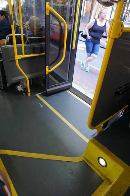 Interior step arrangement on New Flyer Xcelsior B6757